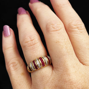 RUBY & DIAMOND DOME RING 18ct GOLD