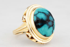 VINTAGE c1940’s TURQUOISE RING 18ct GOLD