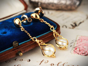 ANTIQUE PEARL DROP EARRINGS 18ct GOLD