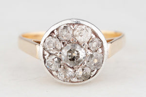 ANTIQUE EDWARDIAN 1.09ct DIAMOND CLUSTER RING 18ct GOLD
