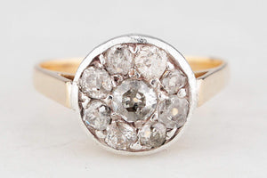 ANTIQUE EDWARDIAN 1.09ct DIAMOND CLUSTER RING 18ct GOLD