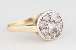 ANTIQUE EDWARDIAN 1.09ct DIAMOND CLUSTER RING 18ct GOLD