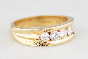 CONTEMPORARY FRENCH .85ct FIVE STONE DIAMOND RING