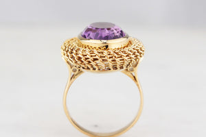 VINTAGE c1940’s AMETHYST COCKTAIL RING 18ct GOLD