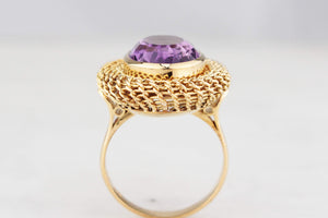 VINTAGE c1940’s AMETHYST COCKTAIL RING 18ct GOLD