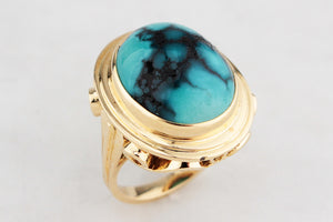 VINTAGE c1940’s TURQUOISE RING 18ct GOLD