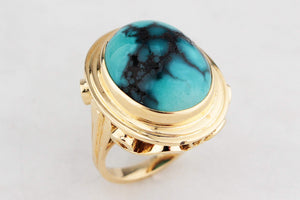 VINTAGE c1940’s TURQUOISE RING 18ct GOLD