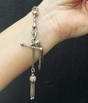ANTIQUE VICTORIAN ALBERTINA BRACELET STERLING SILVER
