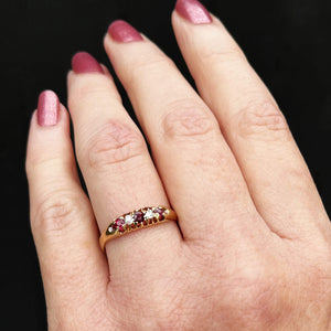 ANTIQUE EDWARDIAN c1900 RUBY & DIMAOND RING 18ct GOLD