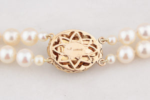 MID-CENTURY 1965 DOUBLE PEARL STRAND WITH CITRINE CLASP 9ct GOLD