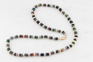 BESPOKE MOSS AGATE & PEARL NECKLACE 9ct GOLD