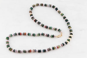 BESPOKE MOSS AGATE & PEARL NECKLACE 9ct GOLD