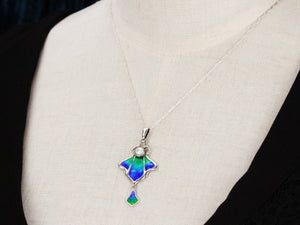 ANTIQUE ART NOUVEAU 1901 CHARLES HORNER SLIVER ENAMEL & MOONSTONE NECKLACE & CHAIN