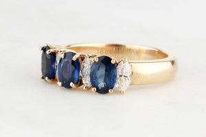 VINTAGE ESTATE SAPPHIRE & DIAMOND HALF HOOP 18ct GOLD