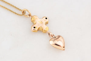 ANTIQUE OPAL & RUBY PENDANT 9ct GOLD