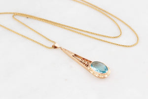 ANTIQUE EDWARDIAN c1900 BLUE PASTE PENDANT 9ct GOLD
