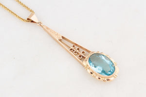 ANTIQUE EDWARDIAN c1900 BLUE PASTE PENDANT 9ct GOLD