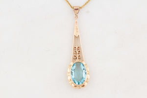 ANTIQUE EDWARDIAN c1900 BLUE PASTE PENDANT 9ct GOLD