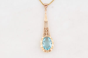 ANTIQUE EDWARDIAN c1900 BLUE PASTE PENDANT 9ct GOLD