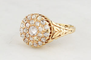 ANTIQUE VICTORIAN 1889 DIAMOND CLUSTER RING 18ct GOLD