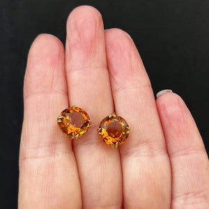 ANTIQUE EDWARDIAN c1910 CITRINE EARRINGS 9ct GOLD