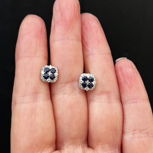 SAPPHIRE & DIAMOND EARRINGS 14ct WHITE GOLD