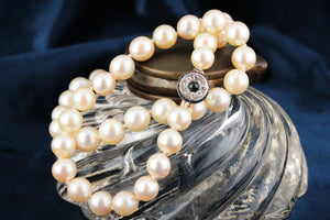 ART DECO PEARLS WITH SAPPHIRE & DIAMOND CLASP 18ct GOLD