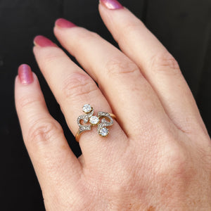 ANTIQUE ART NOUVEAU c1900 DIAMOND RING 18ct GOLD