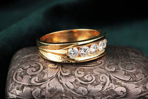 CONTEMPORARY FRENCH .85ct FIVE STONE DIAMOND RING