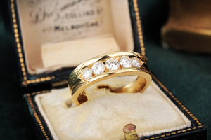 CONTEMPORARY FRENCH .85ct FIVE STONE DIAMOND RING