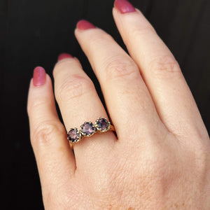R&V BESPOKE SAPPHIRE TRILOGY RING 9ct YELLOW GOLD