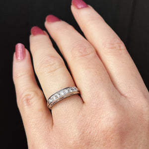 VINTAGE ESTATE SEVEN STONE DIAMOND PLATINUM RING