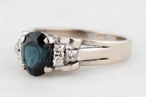 VINTAGE c1940/50 SAPPHIRE & DIAMOND RING 14ct GOLD