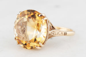 VINTAGE MID-CENTURY 13ct CITRINE RING 9ct GOLD