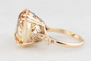 VINTAGE MID-CENTURY 13ct CITRINE RING 9ct GOLD