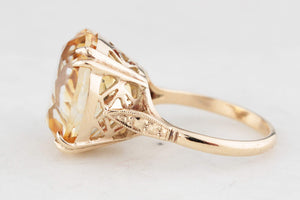 VINTAGE MID-CENTURY 13ct CITRINE RING 9ct GOLD
