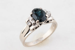 VINTAGE c1940/50 SAPPHIRE & DIAMOND RING 14ct GOLD