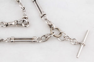 ANTIQUE VICTORIAN STERLING SILVER ALBERT CHAIN