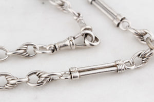 ANTIQUE VICTORIAN STERLING SILVER ALBERT CHAIN