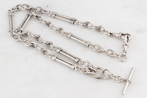 ANTIQUE VICTORIAN STERLING SILVER ALBERT CHAIN