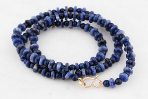 BESPOKE LAPIS LAZULI & SODALITE NECKLACE 9ct GOLD