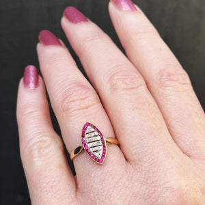 ANTIQUE ART DECO c1920 RUBY & DIAMOND RING 18ct GOLD