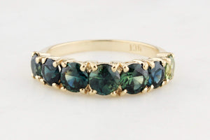 SEVEN STONE PARTI SAPPHIRE HALF HOOP 9ct GOLD
