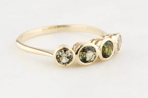 FOUR STONE GREEN SAPPHIRE RING 9ct GOLD