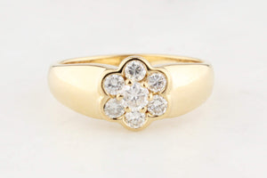 VINTAGE DIAMOND DAISY CLUSTER RING 18ct GOLD