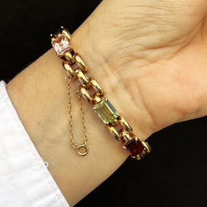 VINTAGE c1940/50 21.76ct MIXED GEM BRACELET 18ct GOLD