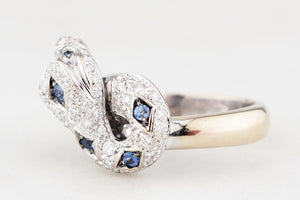 ITALIAN DESIGNER CEYLON SAPPHIRE & DIAMOND SERPENT RING 18ct GOLD