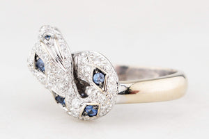 ITALIAN DESIGNER CEYLON SAPPHIRE & DIAMOND SERPENT RING 18ct GOLD