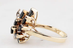VINTAGE c1940/50 SAPPHIRE & DIAMOND COCKTAIL RING 14ct GOLD