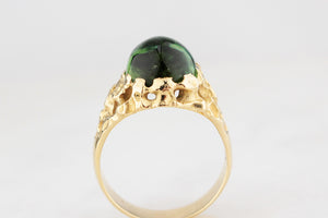 MID-CENTURY CABOCHON TOURMALINE RING 18ct GOLD
